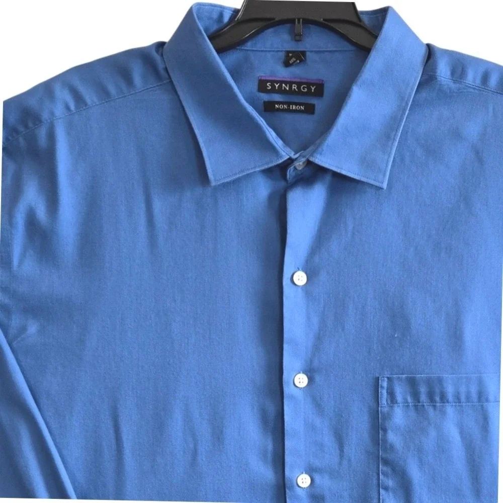 SYNRGY Non-Iron Long Sleeve 3XL Button Down Mens‎ Dress Shirt 19 37/38 Classic